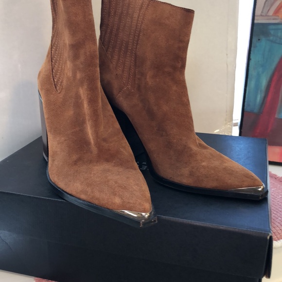 KENNETH COLE OLIVIA SUEDE TAN BOOTIES - Picture 10 of 10